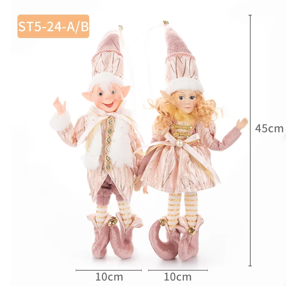 New Arrived Bendable Arms Legs Christmas Elf Home Decor Figurine Doll Hanging Festival Decoration Gold Red Christmas Elves Gifts