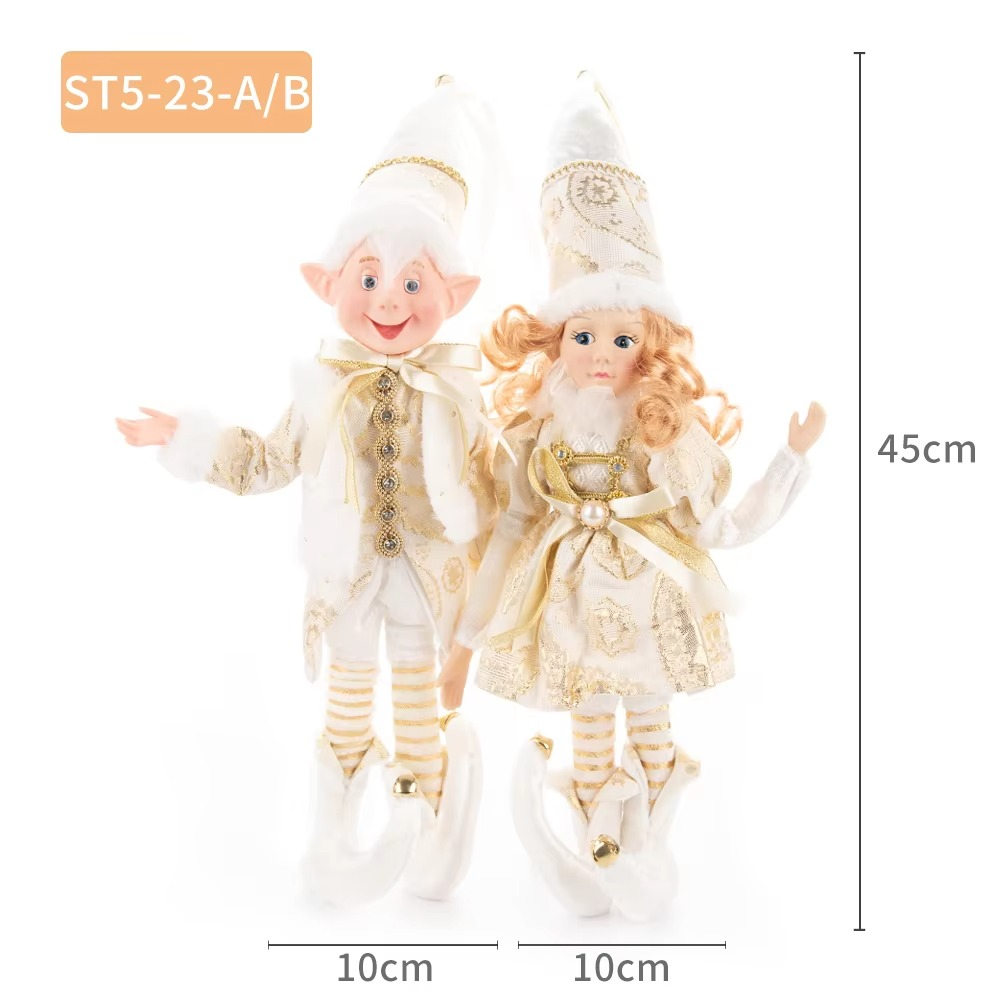 New Arrived Bendable Arms Legs Christmas Elf Home Decor Figurine Doll Hanging Festival Decoration Gold Red Christmas Elves Gifts