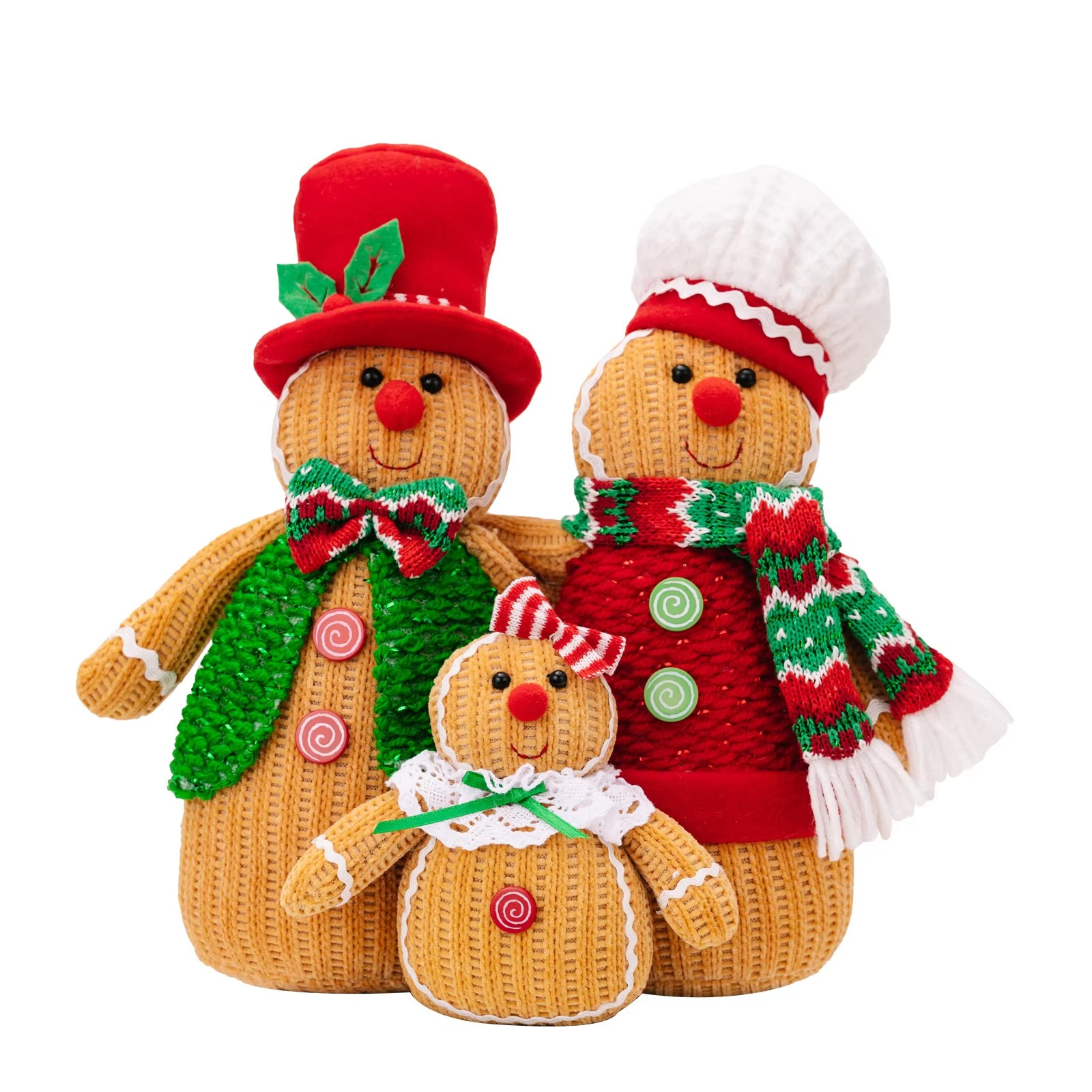 3pc Christmas Decorations Gingerbread Man Doll Ornaments Family Of Three Holiday Gifts Home Decoration Window Desktop Ornaments