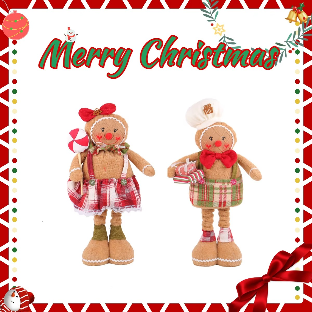 Christmas Fun Scalable Gingerbread Doll Home Decor Festival Party Creative Showcase Scene Decoration Supplies Fabric Doll Props