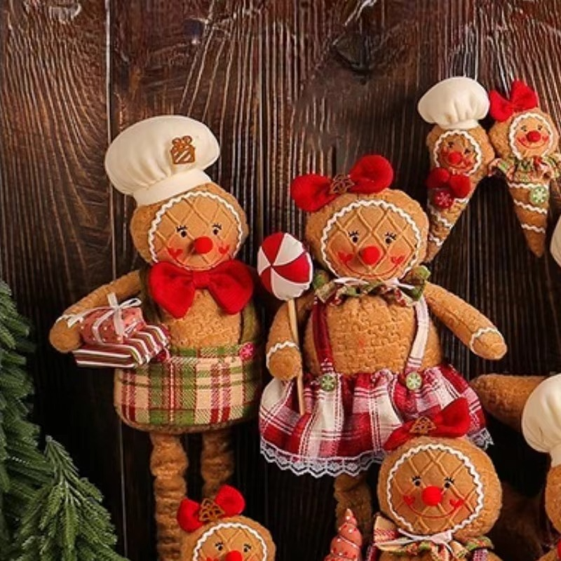 Christmas Fun Scalable Gingerbread Doll Home Decor Festival Party Creative Showcase Scene Decoration Supplies Fabric Doll Props