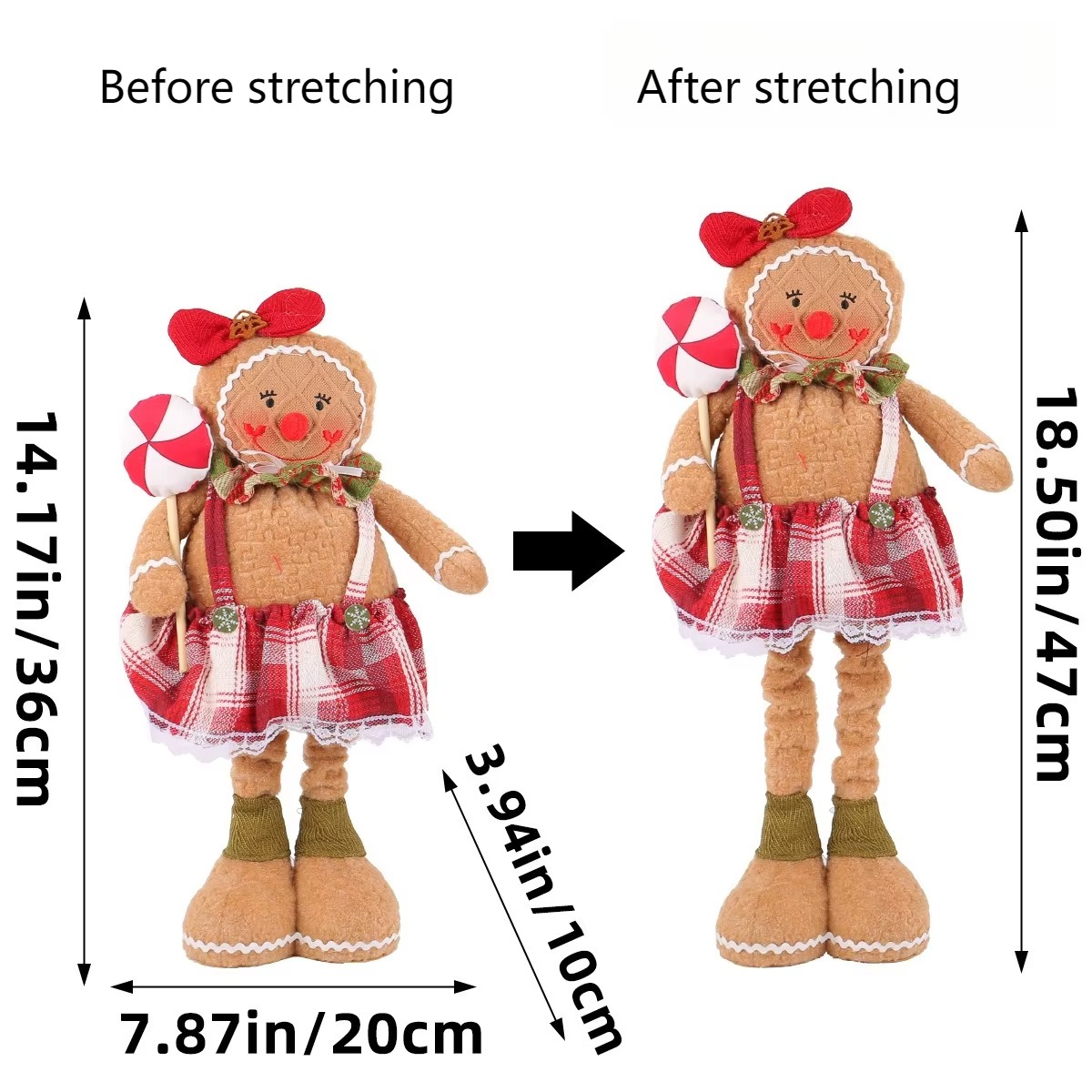 Christmas Fun Scalable Gingerbread Doll Home Decor Festival Party Creative Showcase Scene Decoration Supplies Fabric Doll Props