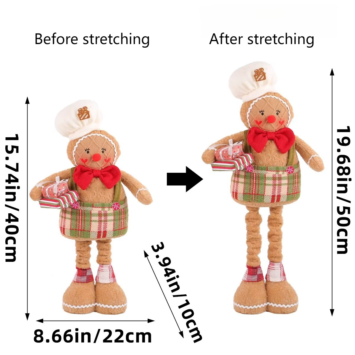 Christmas Fun Scalable Gingerbread Doll Home Decor Festival Party Creative Showcase Scene Decoration Supplies Fabric Doll Props