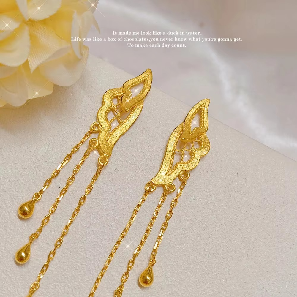 Butterfly Love Necklace 9999 24K Real Gold Niche Fashion Exquisite Hollow Retro Fashion Versatile Versatile Necklace Women