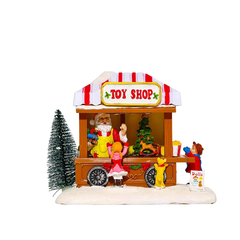 Christmas Village Houses Multicolored Christmas Vacation Village with Music Christmas Village Popcorn House for Children's Gifts