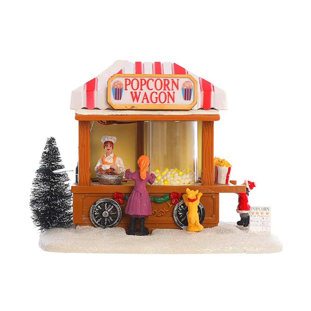 Christmas Village Houses Multicolored Christmas Vacation Village with Music Christmas Village Popcorn House for Children's Gifts