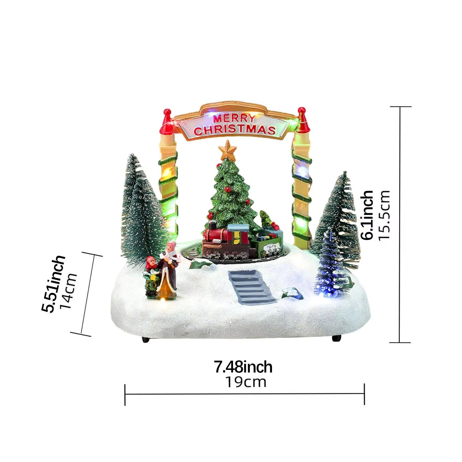 Christmas Music Box Classic 19x14x15.5cm Table Decoration Lighted Holiday Decor for Girlfriend Daughter Kids Family New Year