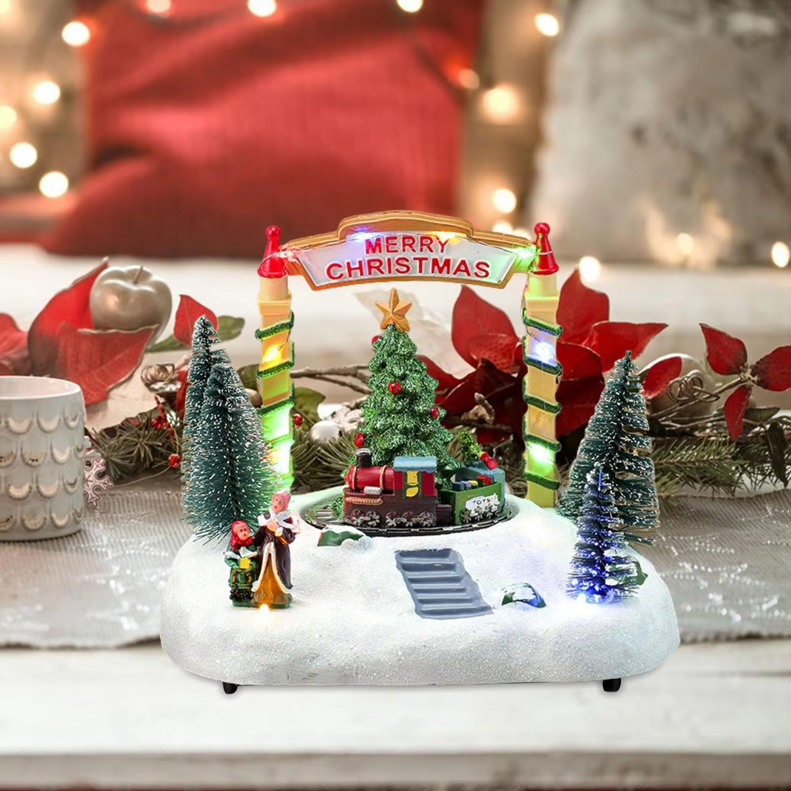 Christmas Music Box Classic 19x14x15.5cm Table Decoration Lighted Holiday Decor for Girlfriend Daughter Kids Family New Year