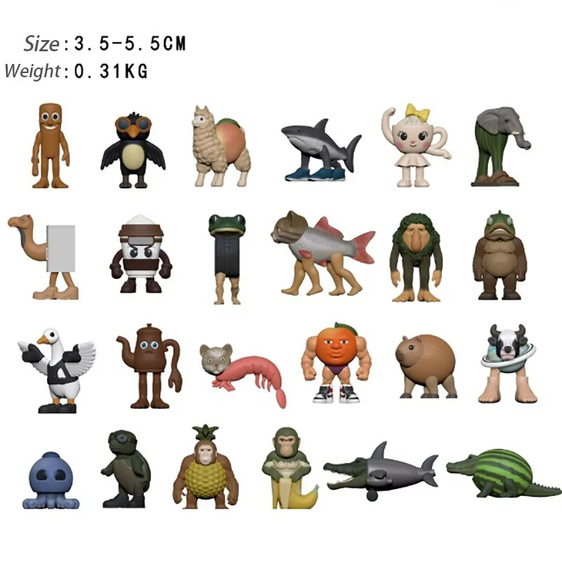 24pcs Italian Brainrot Figure Toys Tung Tung Sahur Tralalero Tralala Figures Doll Model Christmas Advent Calendar Birthday Gifts