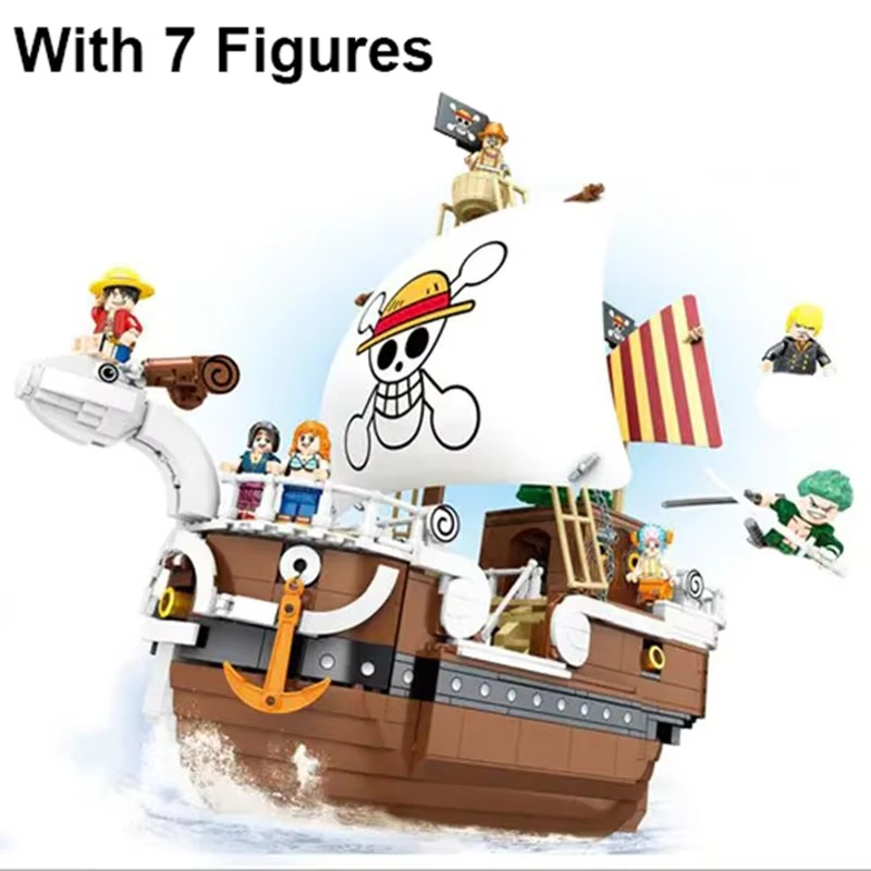 In Stock Plastics Pirate Ship Model MOC Desk Decor Bricks Anime Home Decor Desktop Decoration for Adult Christmas Gifts