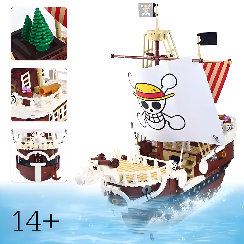 In Stock Plastics Pirate Ship Model MOC Desk Decor Bricks Anime Home Decor Desktop Decoration for Adult Christmas Gifts