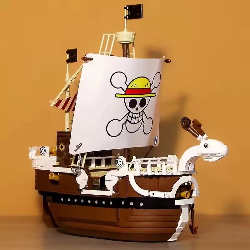 In Stock One Piece 1047Pcs +7pcs Figure Merry Luffy Boat Building Blocks Bricks Set Toys for Children Birthdays Christmas Gifts