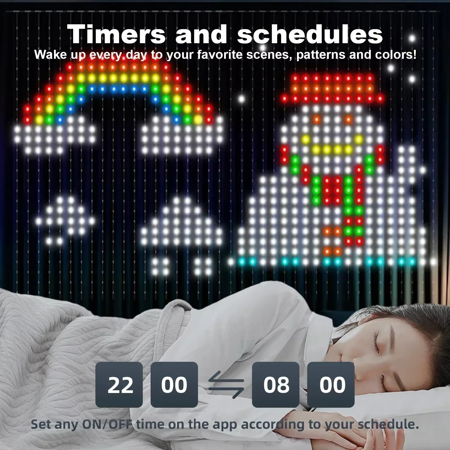 800 LED RGB Smart Curtain Lights with Music,App Controls and Remote,LED Party Lights for Wedding/Valentine's Day/Birthday