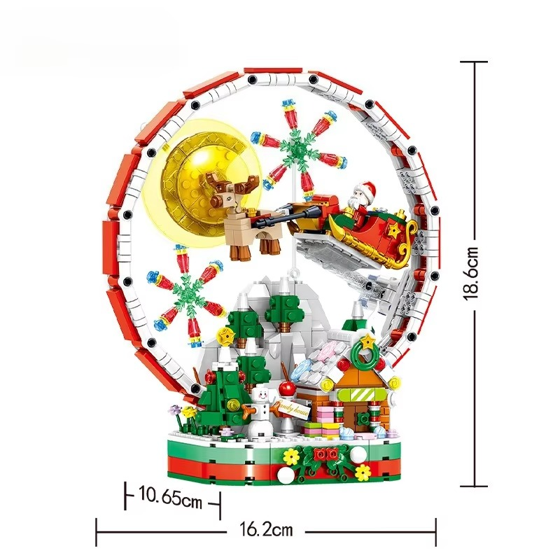 MOC Christmas Ferris Wheel Building Blocks Set Santa Claus With Light Snowflakes Fascinating Decor For Children Christmas Gifts