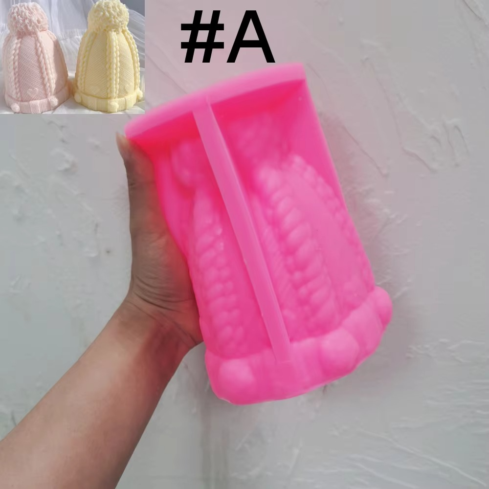 Christmas Bobble Cap Candle Molds Winter knitted Hat Cake Silicone Mold Knit Santa Hat Soy Wax for Xmas Eve Home Decorating