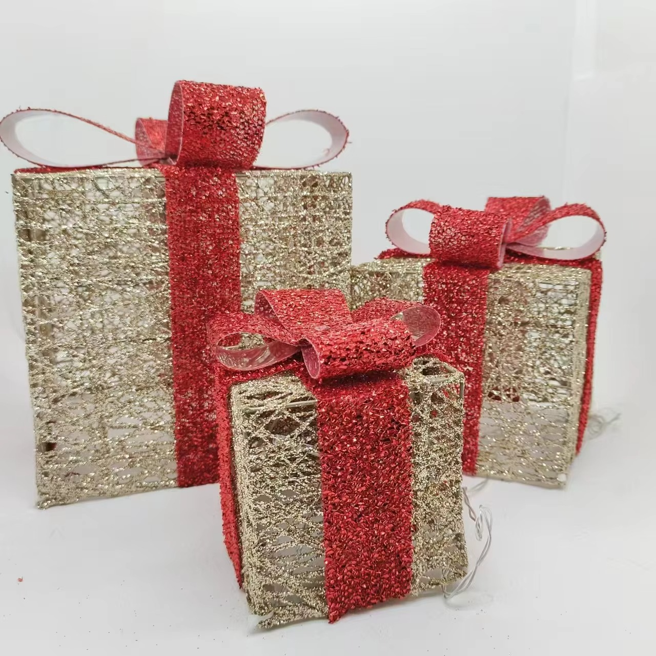 3PCS Christmas, Thanksgiving LED illuminated gift boxes, illuminated Christmas gift box decoration, no built-in battery