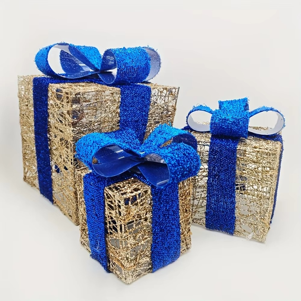 3PCS Christmas, Thanksgiving LED illuminated gift boxes, illuminated Christmas gift box decoration, no built-in battery