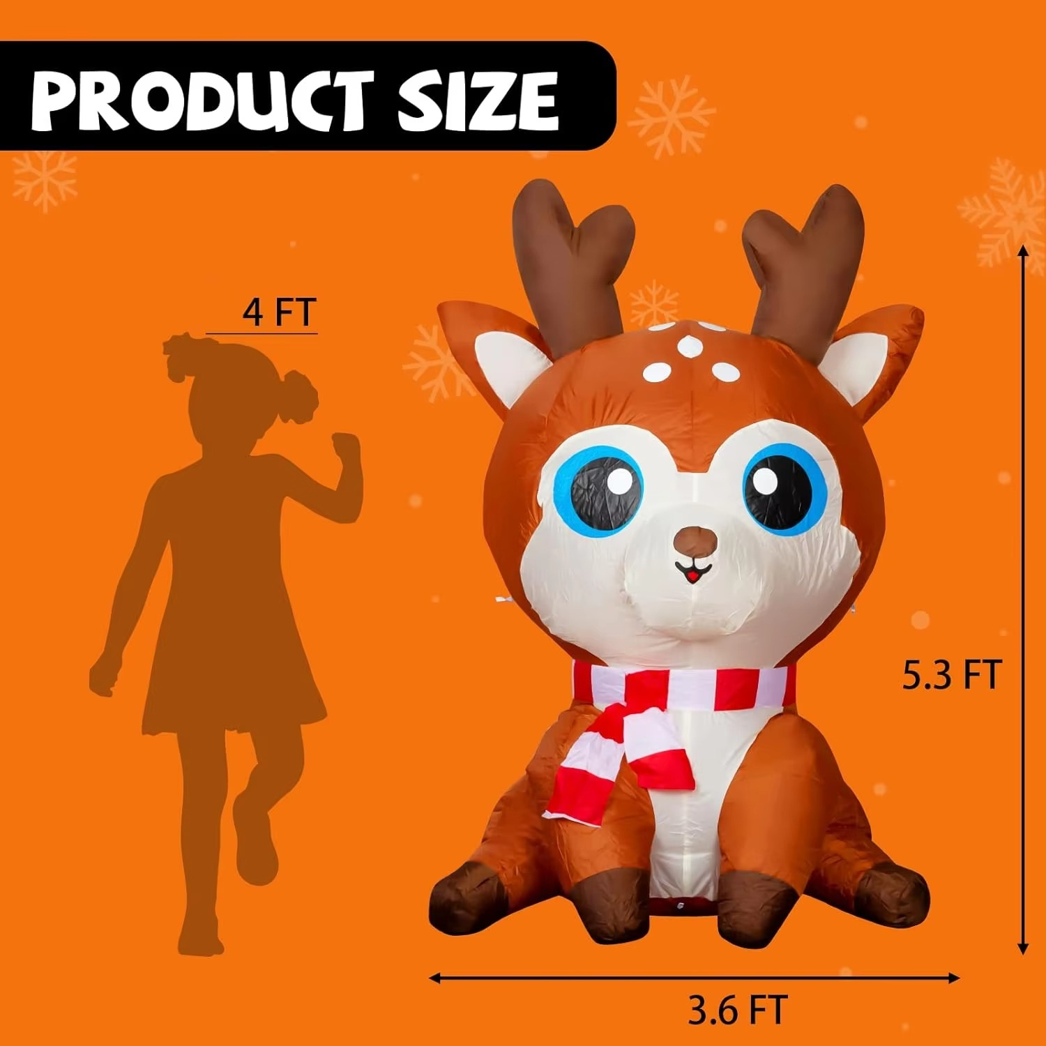 Christmas Inflatables 5FT Deer with LED Light Yard Decoration Inflatable Elk Chirstmas Clearance for Xmas Party Outdoor Toys