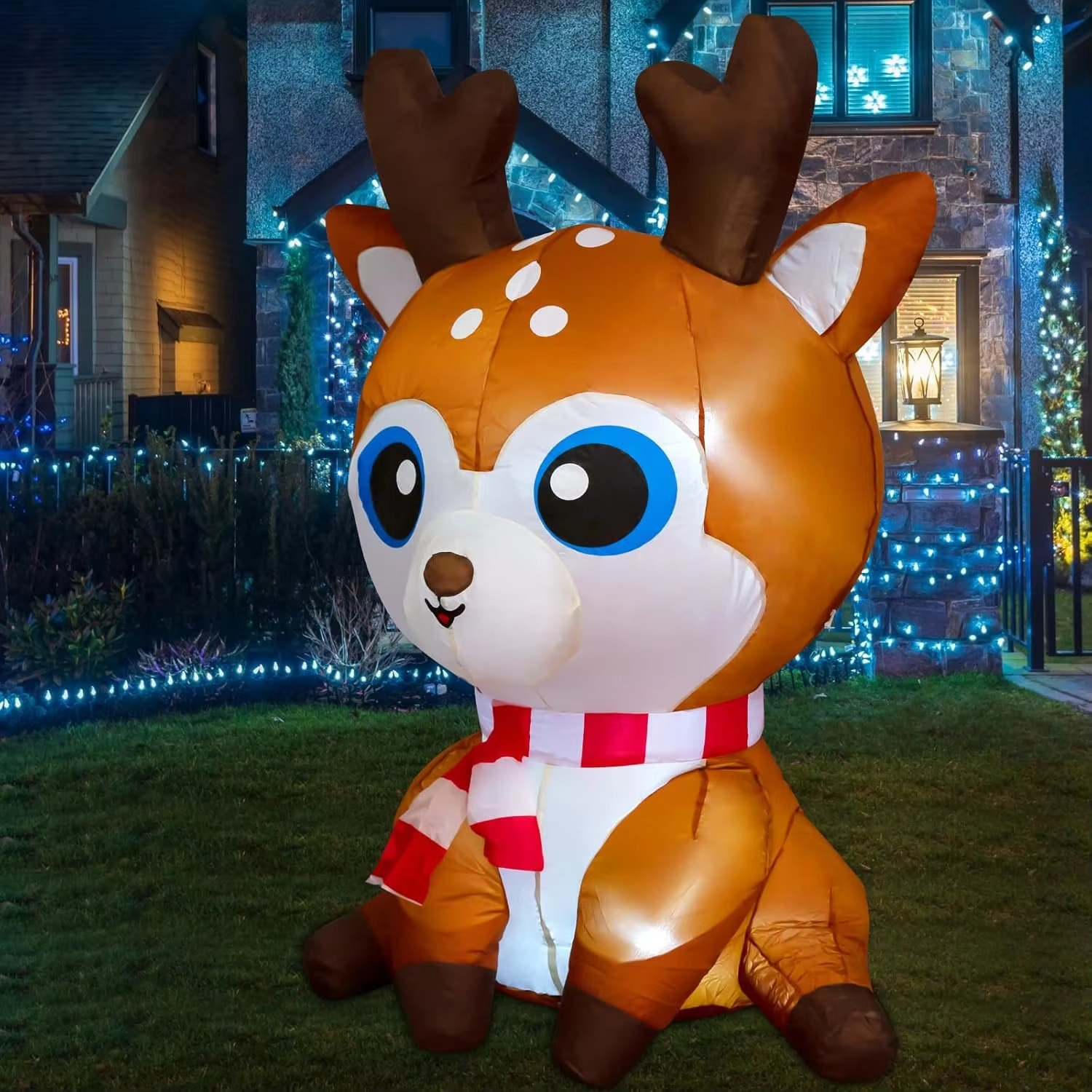 Christmas Inflatables 5FT Deer with LED Light Yard Decoration Inflatable Elk Chirstmas Clearance for Xmas Party Outdoor Toys