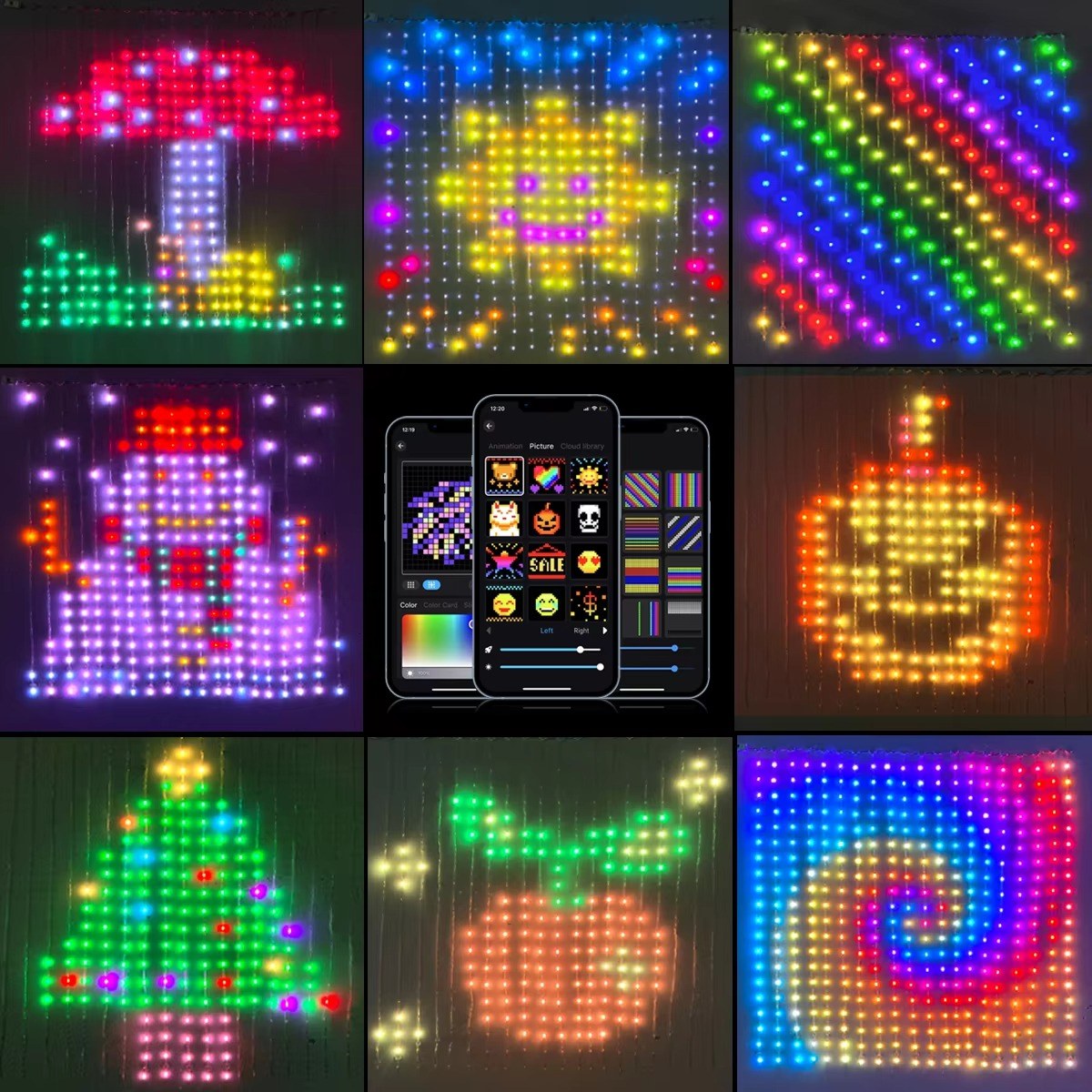 Smart Curtain Light Christmas LED String Light USB Garland Lamp Fairy Lights DIY Text Pattern Display for Bedroom Garden Decor