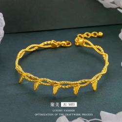 9999 24K real gold store same style gold women's bracelet with butterfly design opening, beautiful gift for gifting