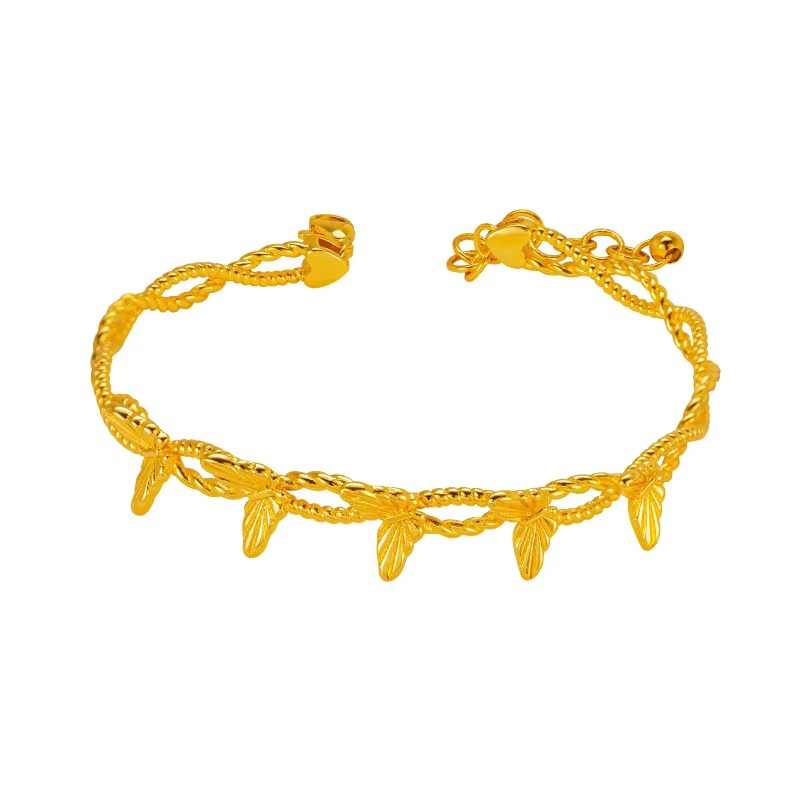 9999 24K real gold store same style gold women's bracelet with butterfly design opening, beautiful gift for gifting