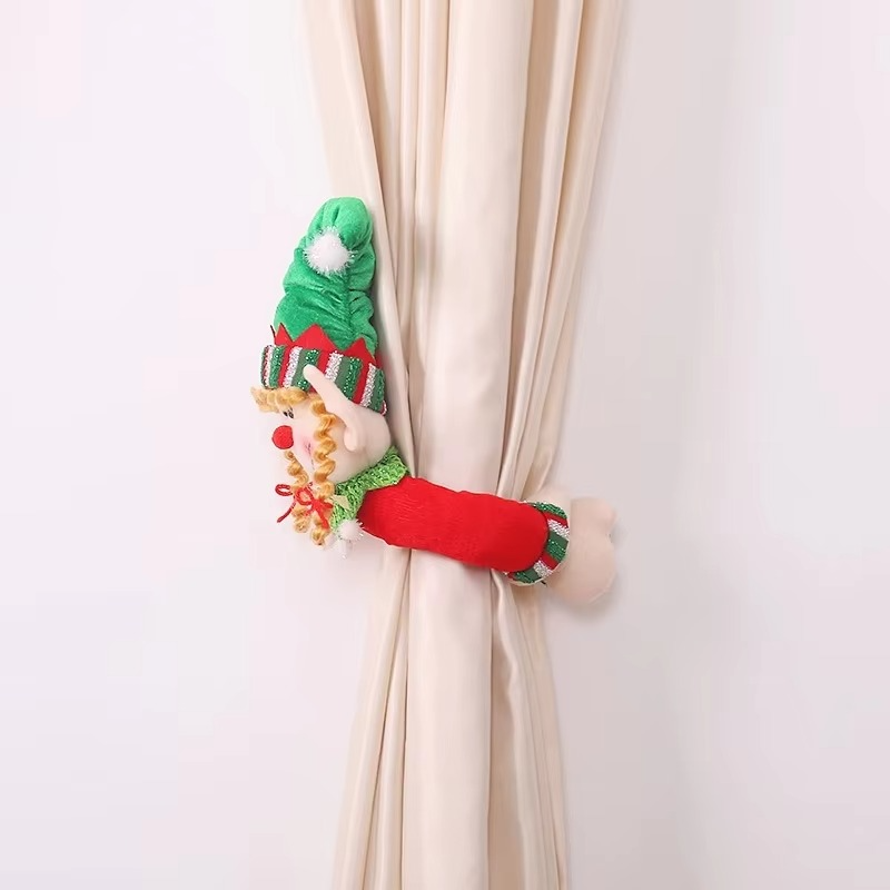Christmas Window Curtain Tiebacks Decorations Cute Elf Doll Hook for Home Holiday Xmas Accesorios Décor Curtain Hook Holder