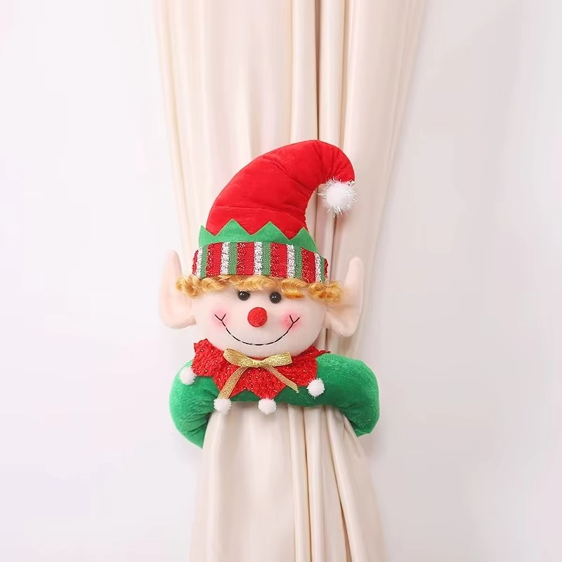 Christmas Window Curtain Tiebacks Decorations Cute Elf Doll Hook for Home Holiday Xmas Accesorios Décor Curtain Hook Holder