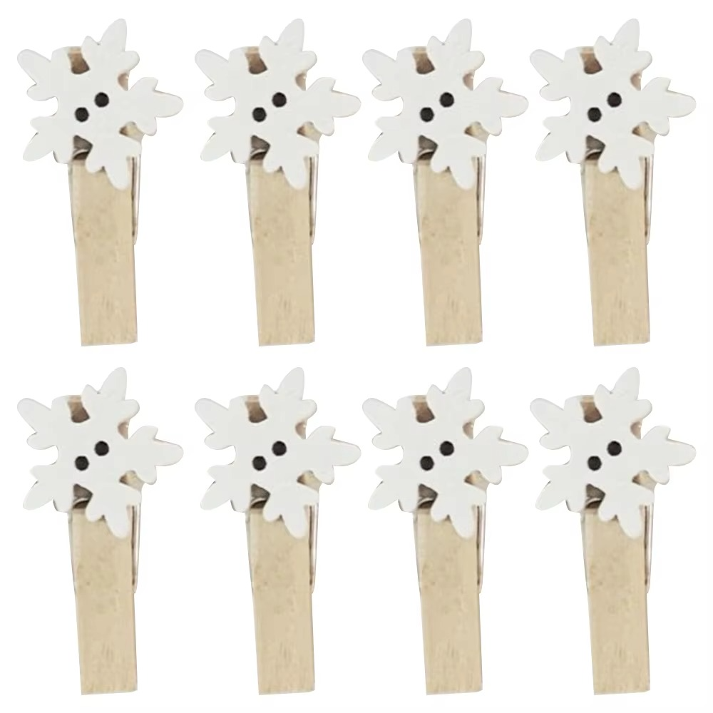 AB02 100Pcs Christmas Patch Mini Wooden Environmentally Friendly Cartoon Patch Wooden Clip Christmas Series Wooden Clip