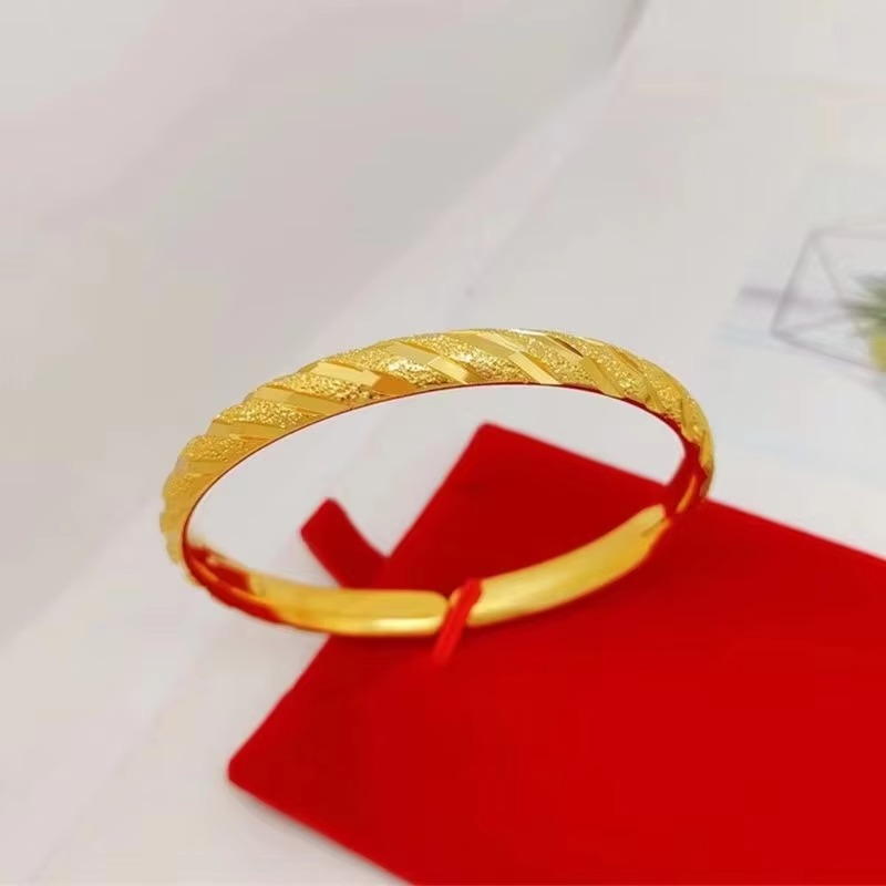 Luxury 24K 9999 Pure Gold Open Bracelet 6mm Glow Ring Bracelet Meteor Shower Women Bracelet
