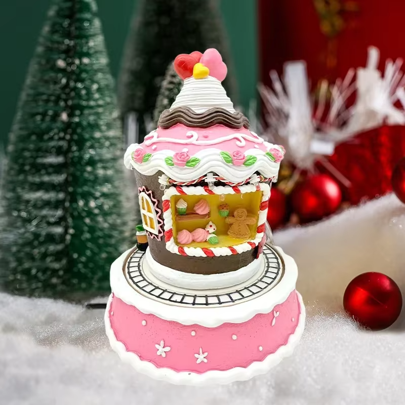 2025 Christmas Gift - Music Box Cake House Decoration Ornament Children's Holiday Music Box - New Year's Celebration