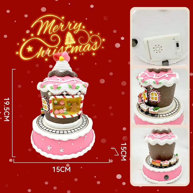 2025 Christmas Gift - Music Box Cake House Decoration Ornament Children's Holiday Music Box - New Year's Celebration