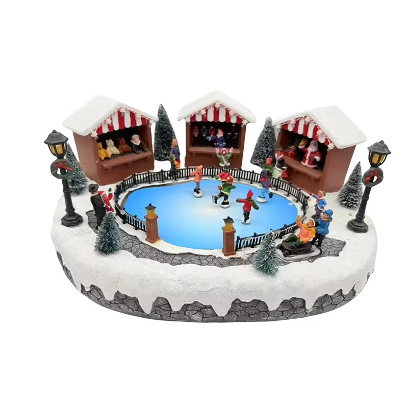 2025 Christmas Ice Rink Series Music Box Decorative Crafts Ornaments for House New Year's Christmas House Decorations