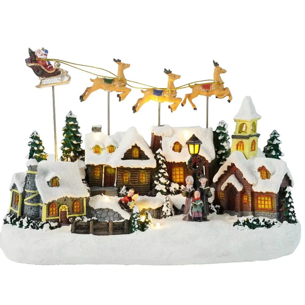 New Luminous Christmas Music House Flying Deer Christmas Decorations Festival Crafts