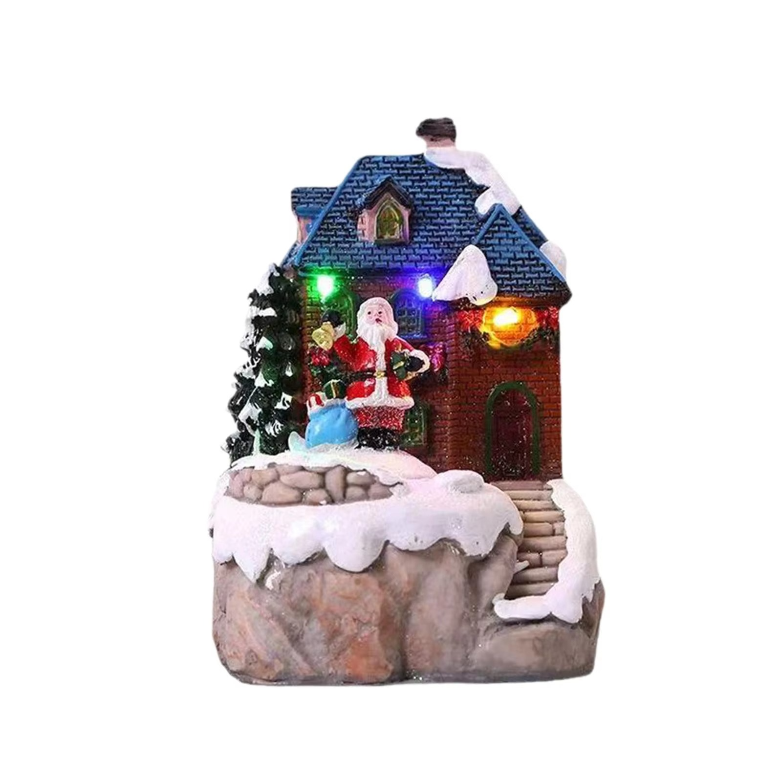 Christmas Music Box Xmas Present Decoration Landscape Plays 8 Songs Village Scene Ornament for Table Party Fireplace Home Indoor