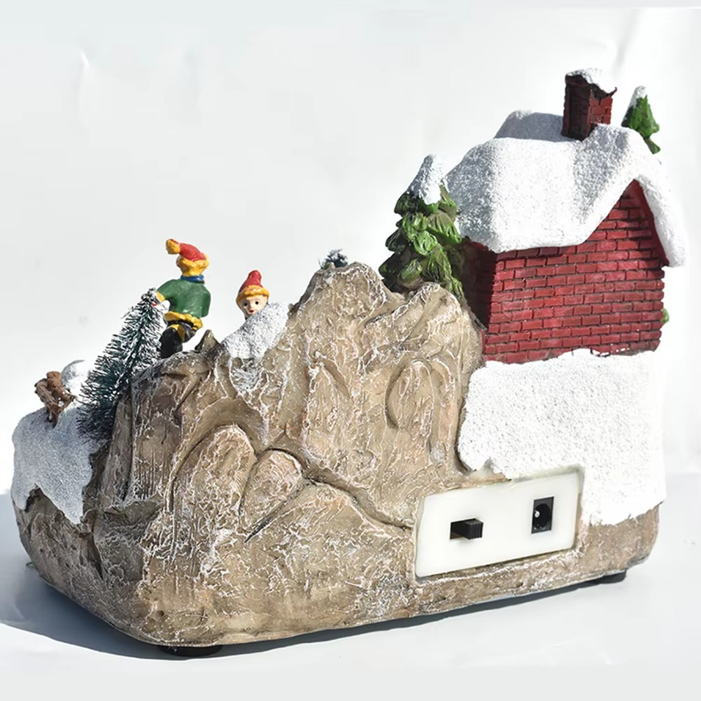 With Music LED Light Christmas Village Holiday Festival House Home Decoration Christmas Snow House Village Decoration