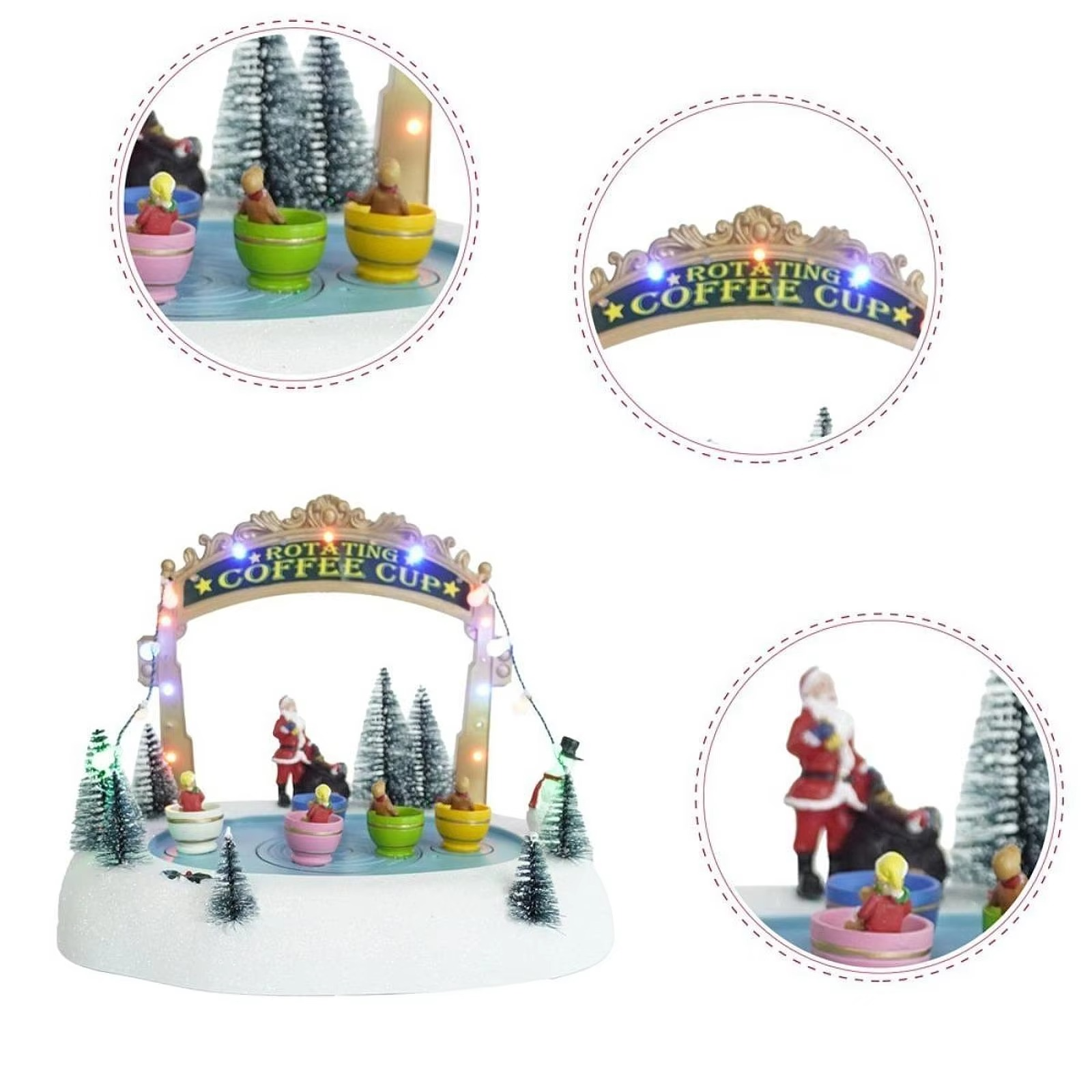 Christmas Music Box Christmas Gifts Rotate Coffee Cup Christmas Figurine Tabletop Ornament for Baby Girls Daughter Grandma Wife