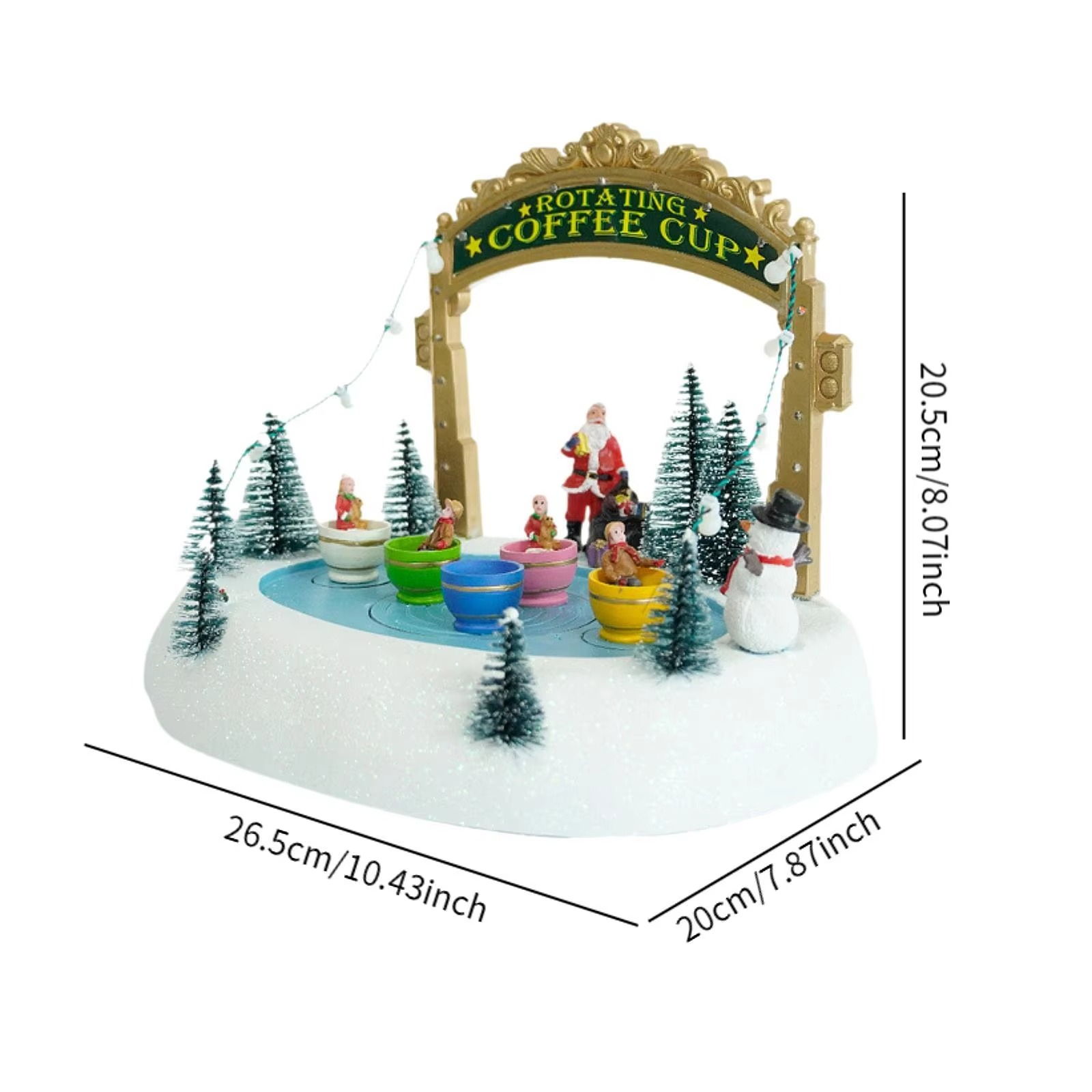 Christmas Music Box Christmas Gifts Rotate Coffee Cup Christmas Figurine Tabletop Ornament for Baby Girls Daughter Grandma Wife