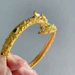24K real gold dragon tail swinging bracelet domineering exquisite filigree craft au999 gold dragon bracelet advanced ancient