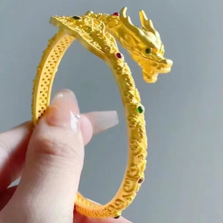 24K real gold dragon tail swinging bracelet domineering exquisite filigree craft au999 gold dragon bracelet advanced ancient