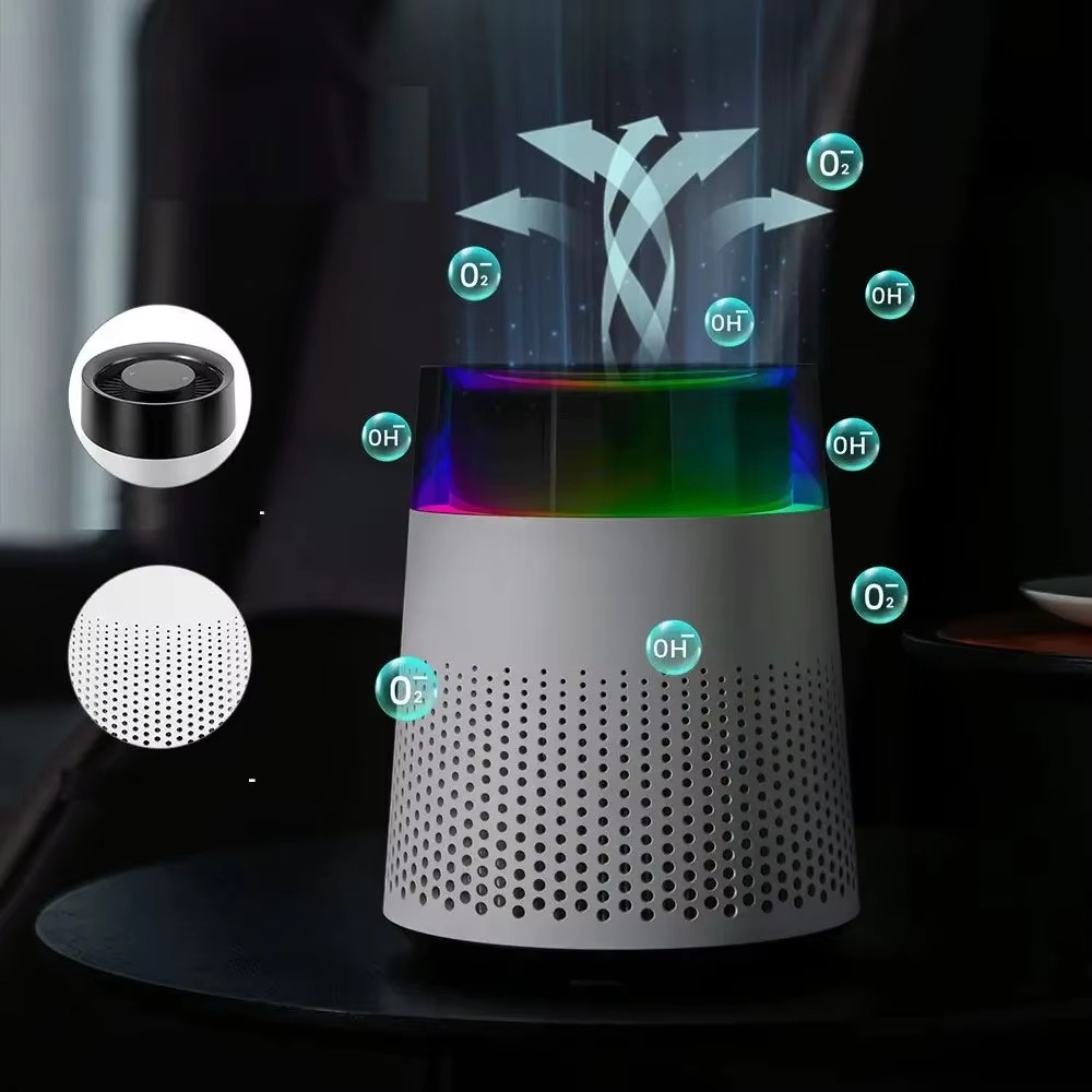Desktop Air Purifier Remove Formaldehyde Negative Ions Air Purification Robot Air Quality Detector With Night Light
