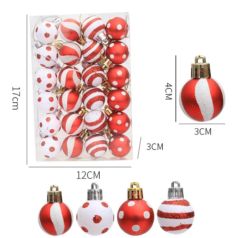 24PCS Christmas Balls Mini Painted Christmas Balls with Multi Stlye for Decorating Christmas Tree & Xmas Home Garden Decoration