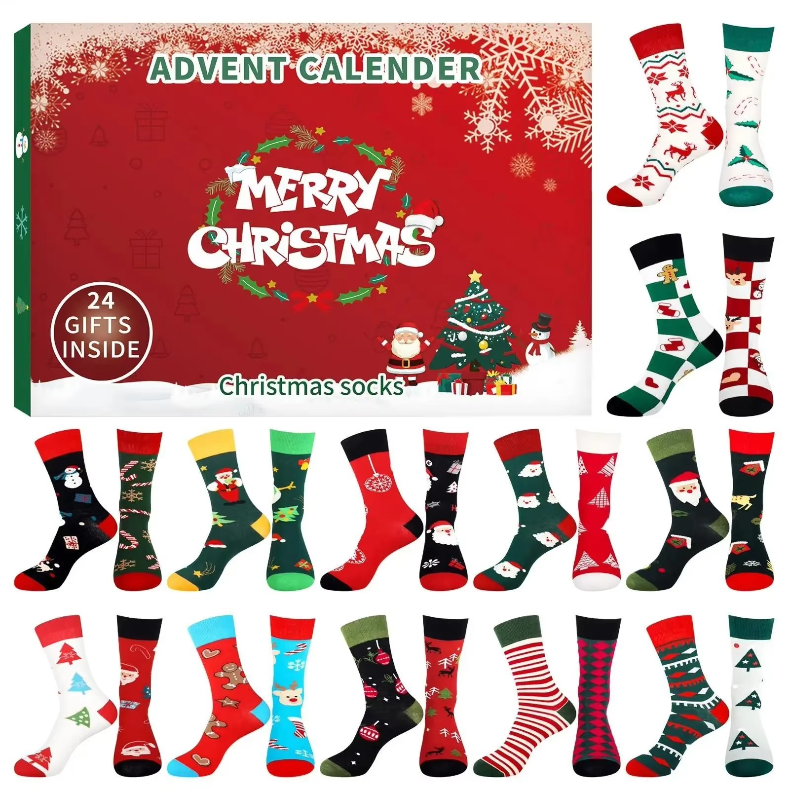 Christmas Stocking Advent Calendars 24 Days Countdown 24 Days Of Advent Box Socks Christmas Socks For Boys Girls Men Women