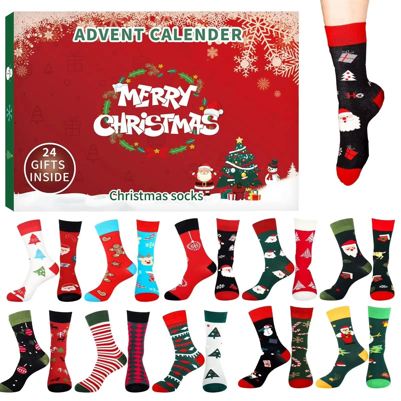 Christmas Stocking Advent Calendars 24 Days Countdown 24 Days Of Advent Box Socks Christmas Socks For Boys Girls Men Women