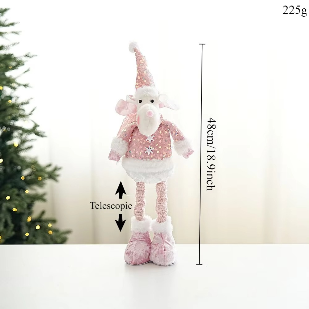 50CM Santa Claus Snowman Elk Pink Sequin Telescopic Doll Christmas Window Decorations Christmas Tree Decorations Christmas Gift