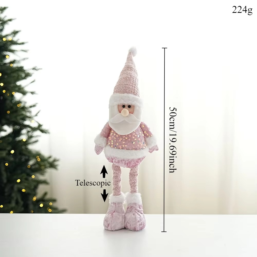 50CM Santa Claus Snowman Elk Pink Sequin Telescopic Doll Christmas Window Decorations Christmas Tree Decorations Christmas Gift