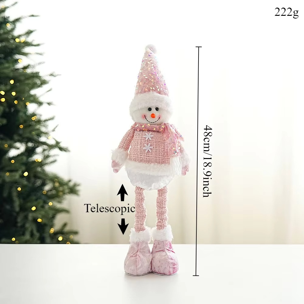 50CM Santa Claus Snowman Elk Pink Sequin Telescopic Doll Christmas Window Decorations Christmas Tree Decorations Christmas Gift