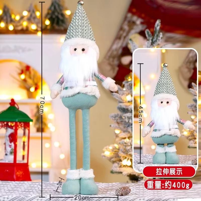 Christmas Retractable Textile Crafts Santa Claus Snowman Elk Plush Doll Christmas Tree Atmosphere Decorations Xmas Ornaments