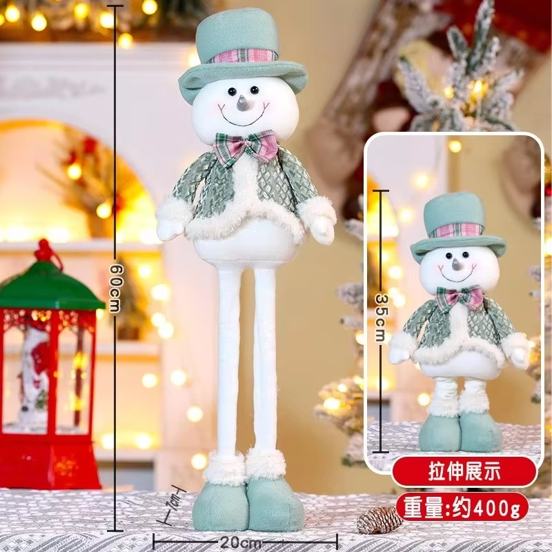 Christmas Retractable Textile Crafts Santa Claus Snowman Elk Plush Doll Christmas Tree Atmosphere Decorations Xmas Ornaments