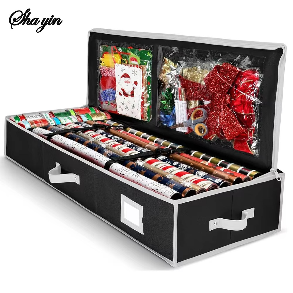 Christmas storage bag Wrapping Paper Organizer Storage for Christmas Gifts Wrapping Paper Underbed Storage Container with Inter